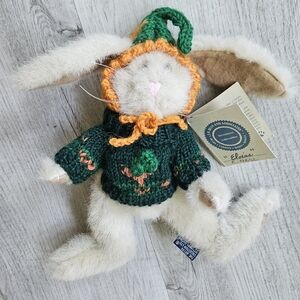 VTG 90s Boyds Bear Easter Bunny Rabbit Eloise R. Hare Crochet Carrot Hat Sweater
